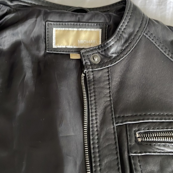 Michael Kors Black Leather Jacket Size M - Picture 3 of 6